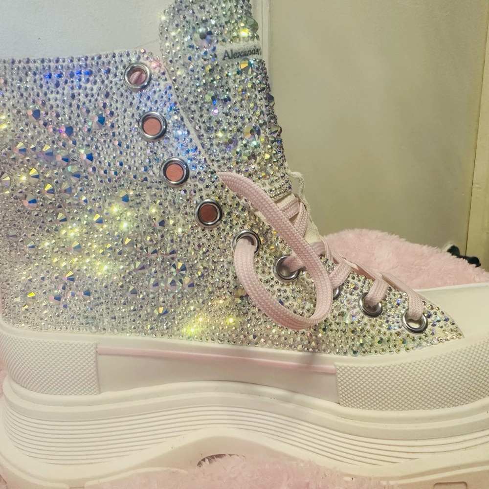 Alexander McQueen Pink Glitter Sneakers - Picture 4 of 6